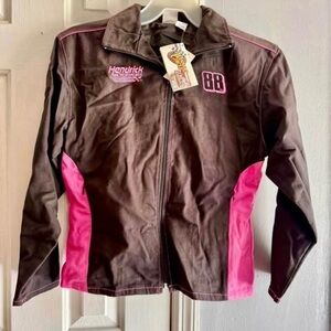 Brown and Pink Zip-Up Jacket
